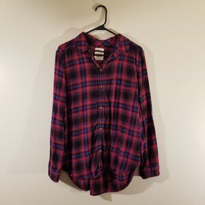 American Eagle Pink and Purple Flannel Button Down Shirt